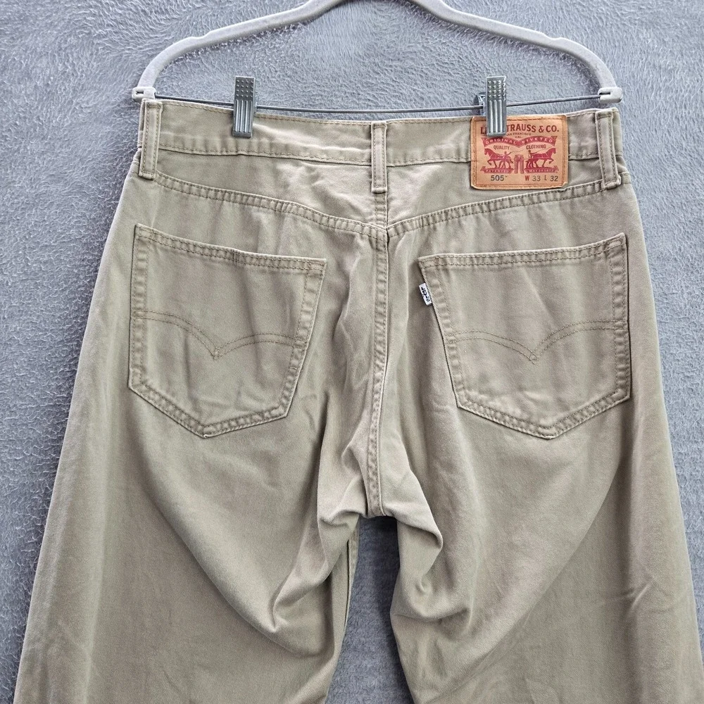 Levi's  505 Men Jeans 33x32 Beige Denim Straight‎ Pockets Mid Rise Cotton